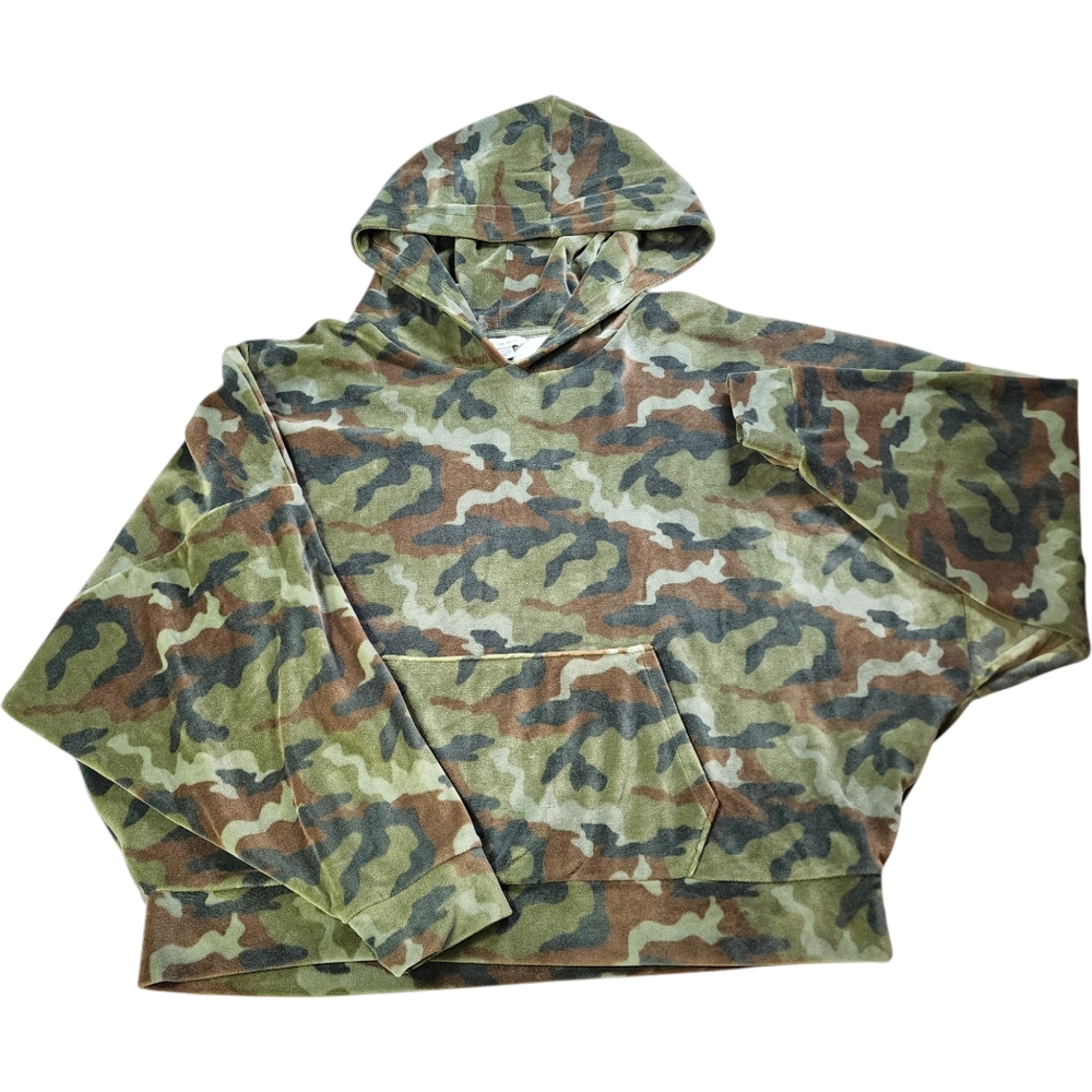 AEO Ultra Soft Velour Camo Hooded Pullover Size XL